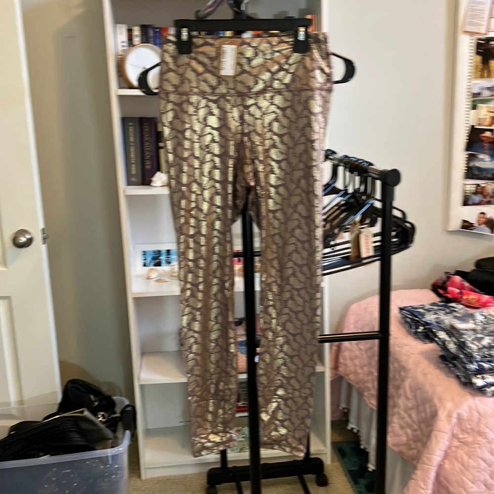 Geo foil, yoga leggings with bralette